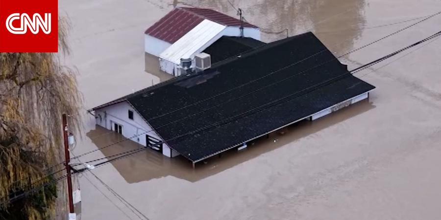 طائرة "درون" ترصد كيف وصلت مياه الفيضانات إلى أسطح منازل بواشنطن